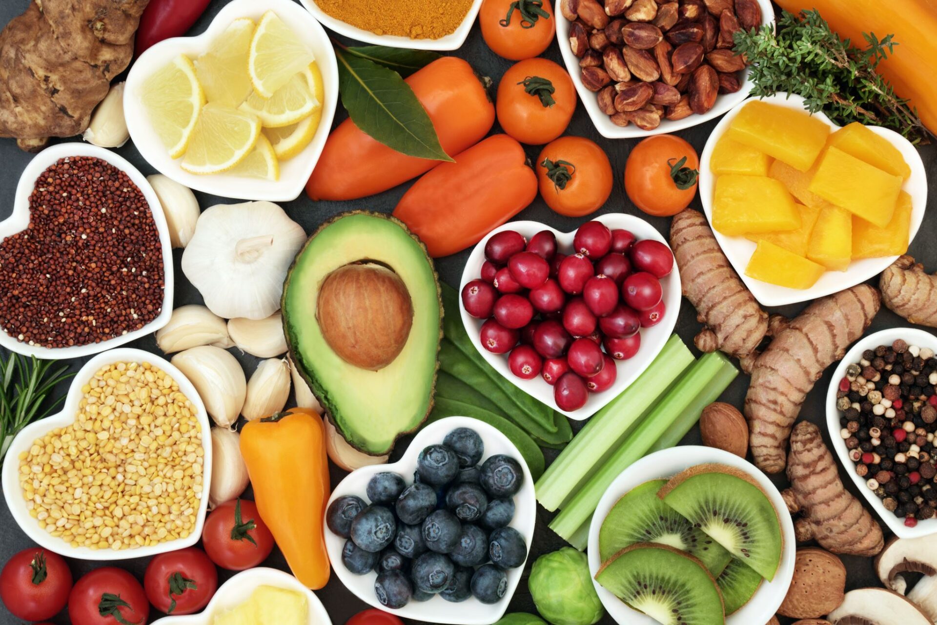 healthy foods collage to promote heart health