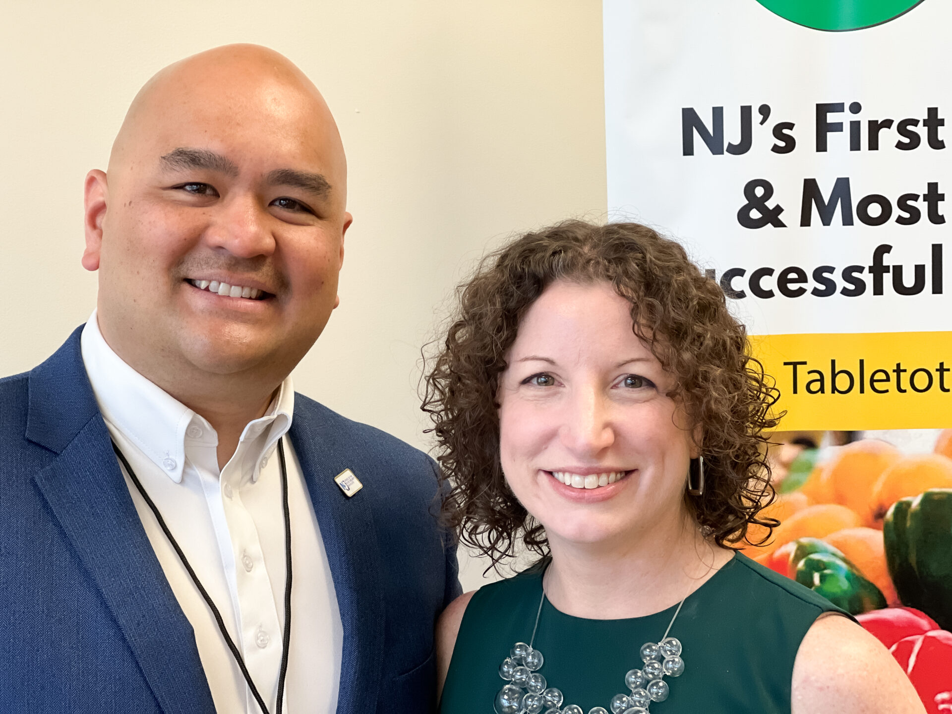 Heather Thompson, Table to Table Executive Director at Table's Partners in Good Health Conference on May 21 with Mark Dinglasan, Director of the NJ Office of the Food Security Advocate.