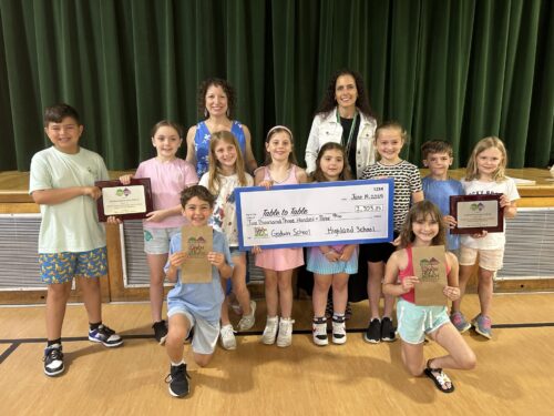 Students at Godwin and Highland Elementary Schools in Midland Park were honored with the Bernard and Geraldine Segal Foundation Award for Student Philanthropy in support of Table to Table's Bag Lunch, Help a Bunch initiative.