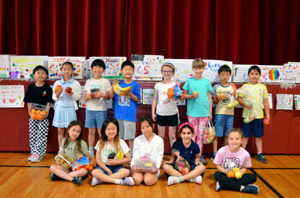 Students from Anna C. Scott Elementary School in Leonia donated hundreds of pounds of fresh fruits and vegetables to Table to Table recently
