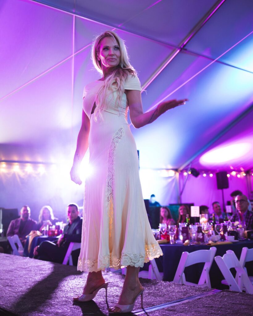 A model on the runway at the Behind The Seams fashion show, benefitting Table to Table