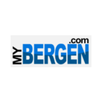MyBergen.com logo featuring the word “BERGEN” in blue with a black stylized symbol on the left and “.com” in black above the final letters.